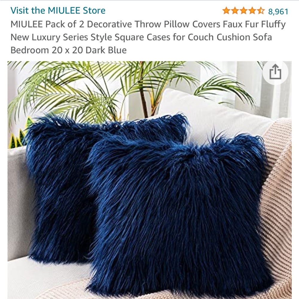 Dark blue throw pillows